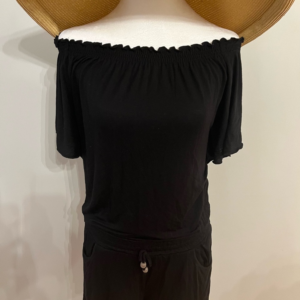 Lascana off the shoulder romper size small 4-6 black beachy boho resort wear - Picture 5 of 6